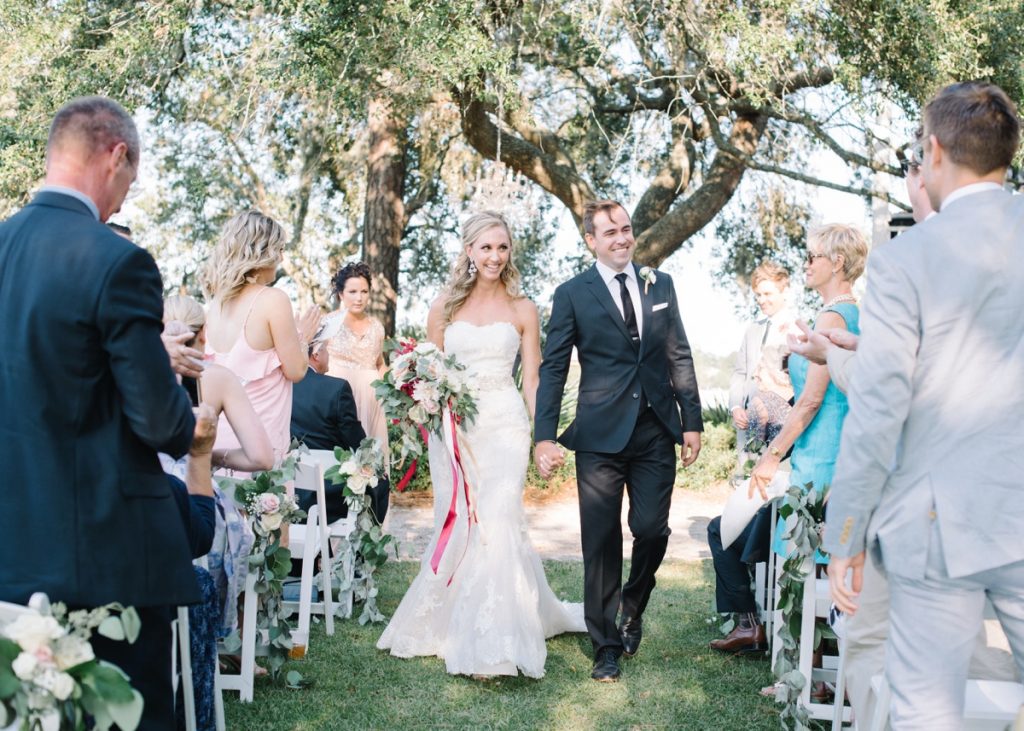 A wedding couple just got married at the Creek Club at I'On, one of the wedding venues Charleston SC offers