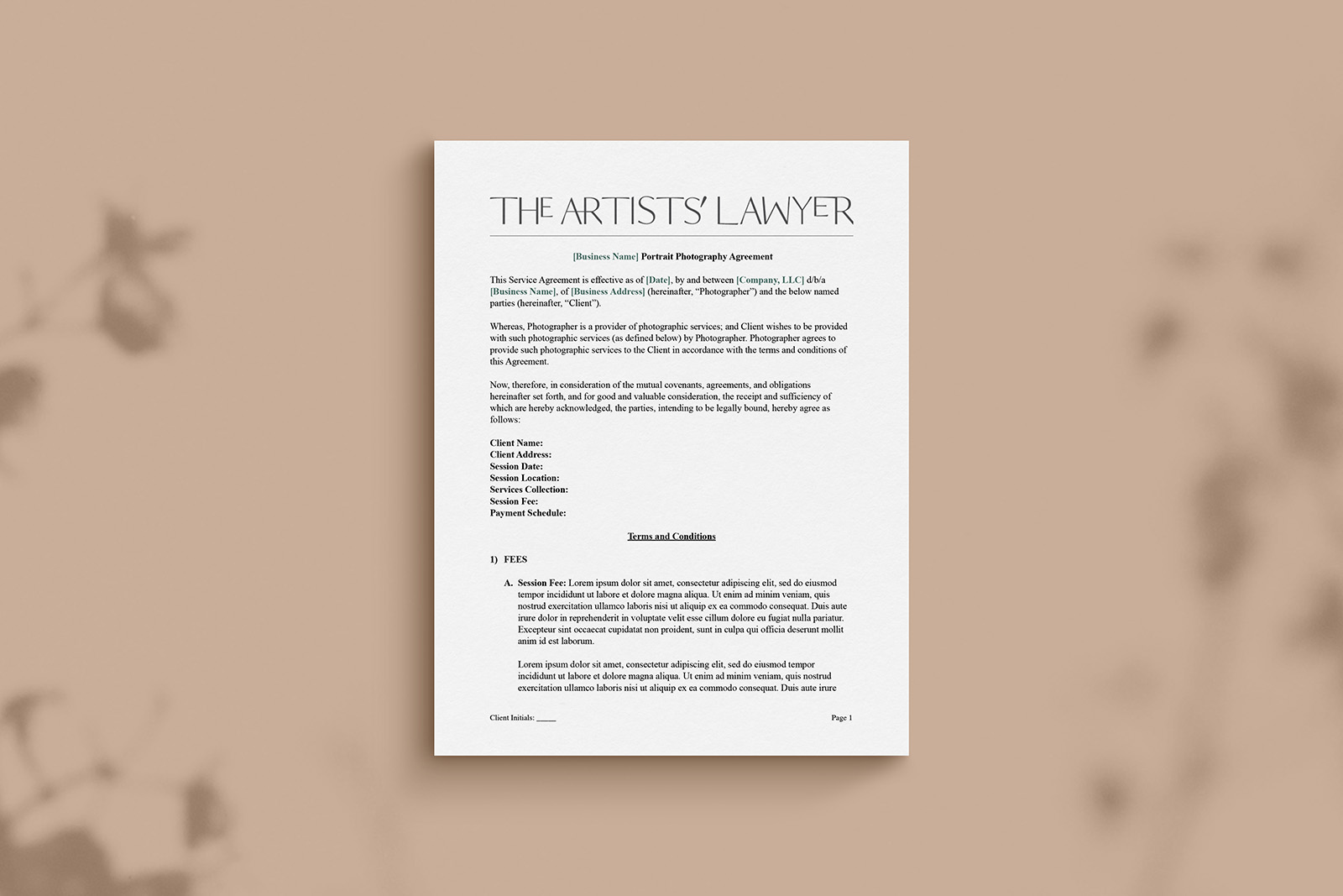 Portrait Photography Contract