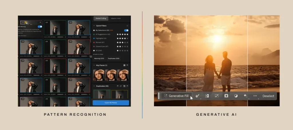Pattern Recognition versus Generative AI info graphic
